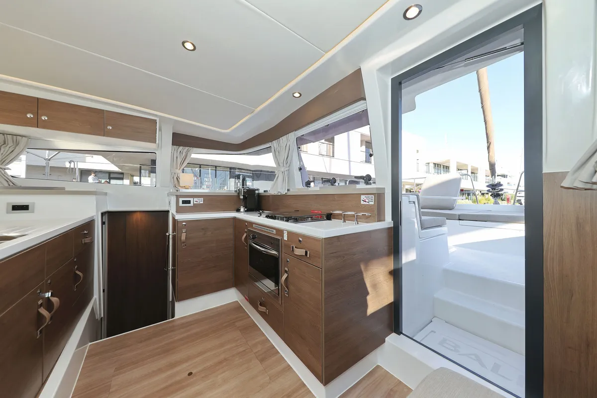 Galley of Bellatrix, a Bali 4.2 catamaran at Seget Donji, Croatia