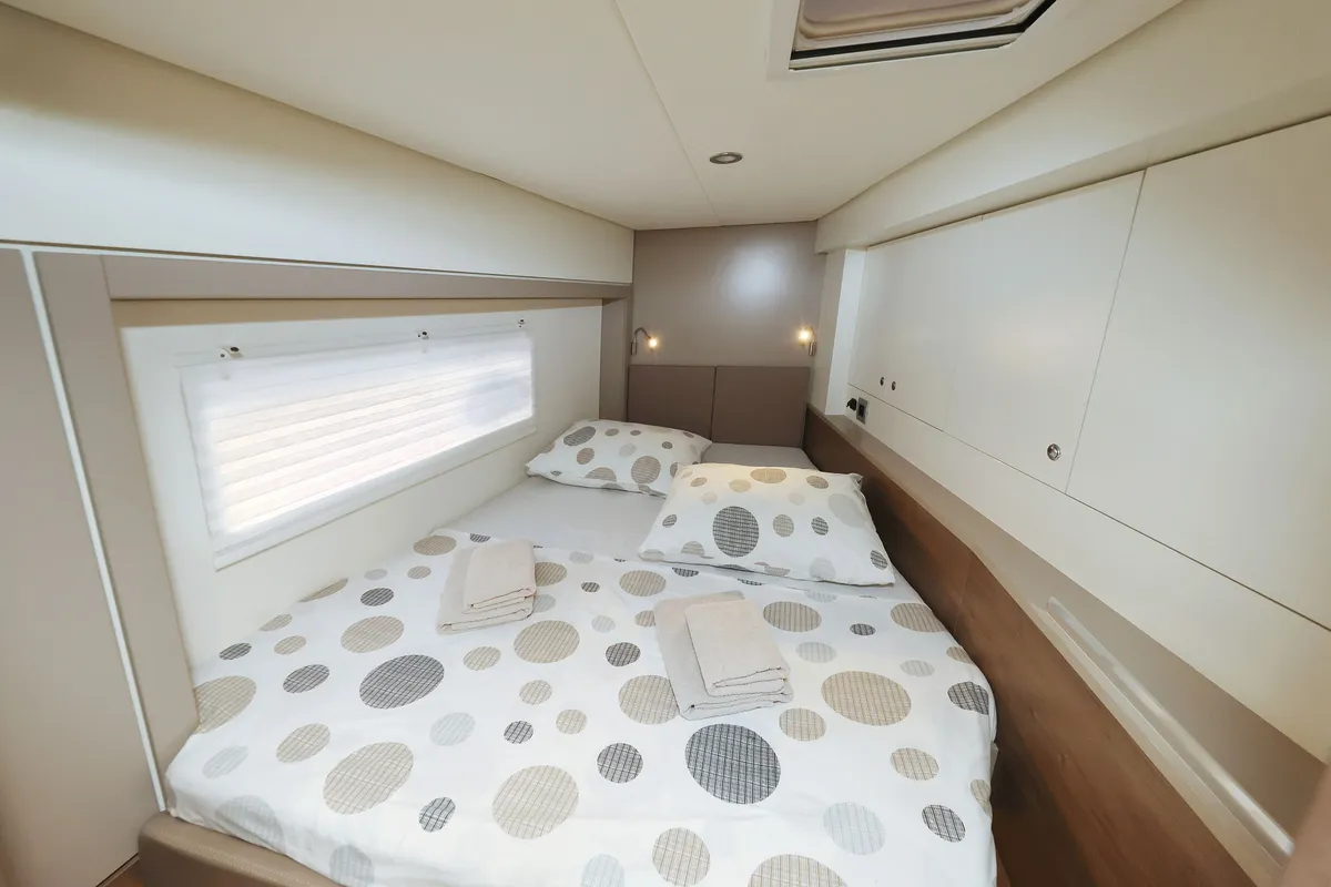 Cabin on Bellatrix, a Bali 4.2 catamaran at Seget Donji, Croatia