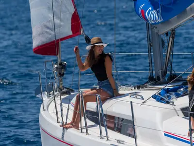 Deck of Sunsail 42 Classic, a Beneteau Oceanis 40.1 sailboat at Dubrovnik, Croatia