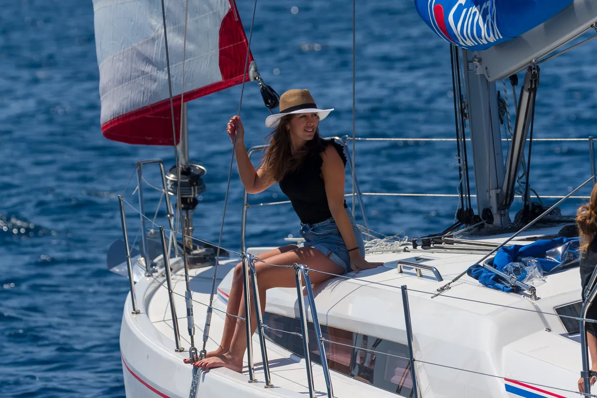 Deck of Sunsail 42 Classic, a Beneteau Oceanis 40.1 sailboat at Dubrovnik, Croatia