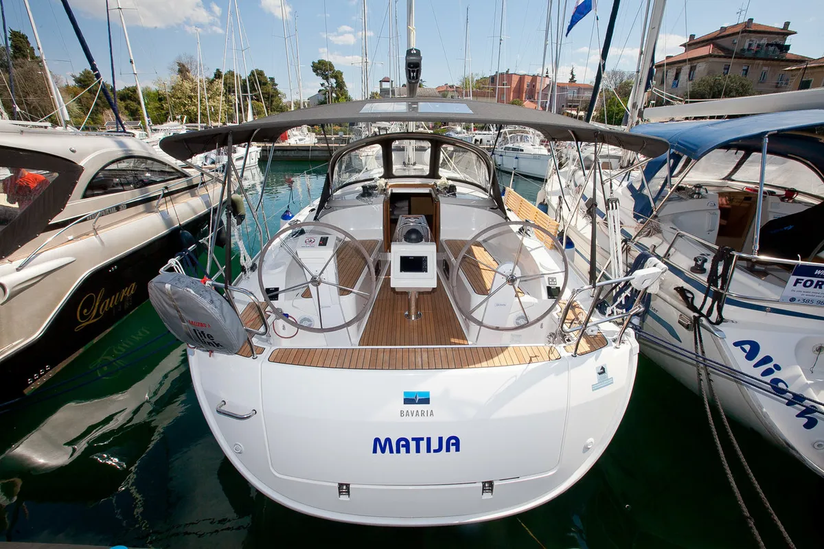 Cockpit of Matija, a Bavaria Cruiser 37 sailboat at Zadar, Croatia