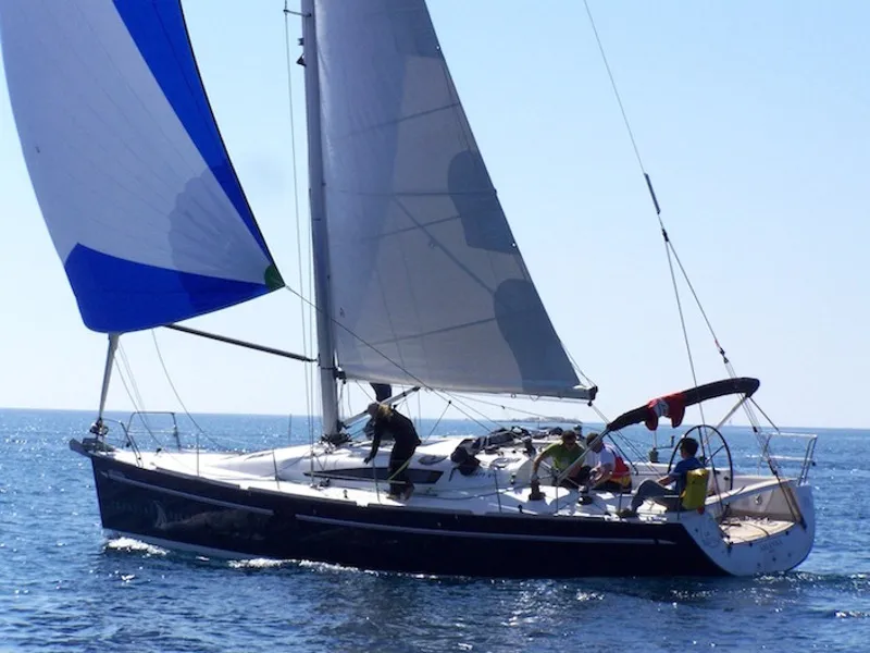 Exterior view of Arianna, a Elan 410 sailboat at Veli Rat, Croatia