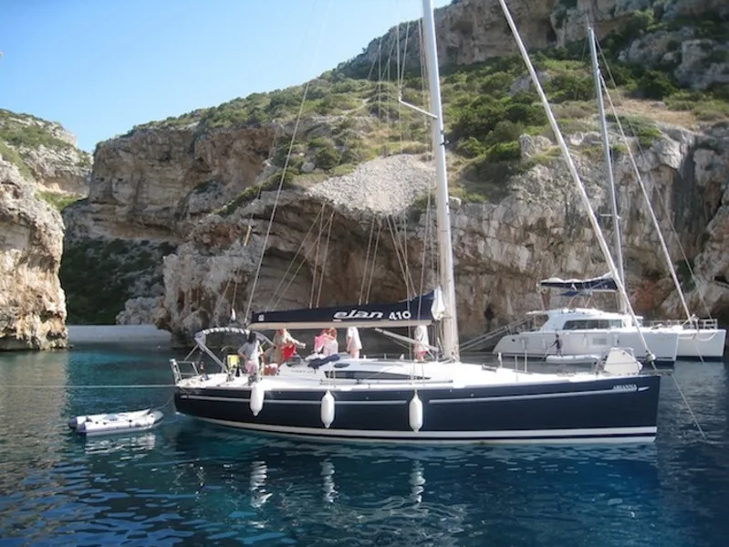 Exterior view of Arianna, a Elan 410 sailboat at Veli Rat, Croatia