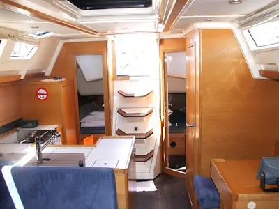 Galley of Arianna, a Elan 410 sailboat at Veli Rat, Croatia