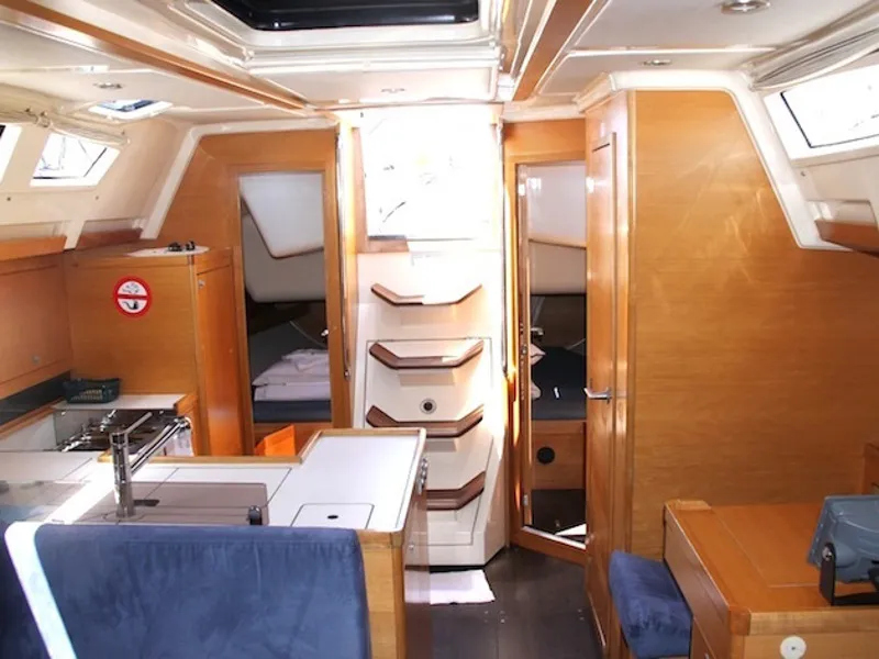 Galley of Arianna, a Elan 410 sailboat at Veli Rat, Croatia