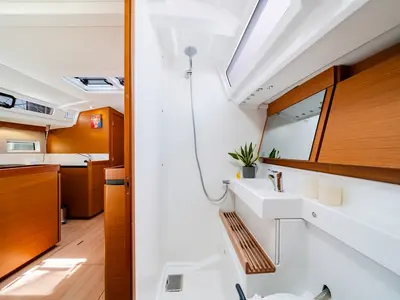 Head on Orfeas, a Jeanneau Sun Odyssey 440 sailboat at Lavreotiki Municipal Unit, Greece