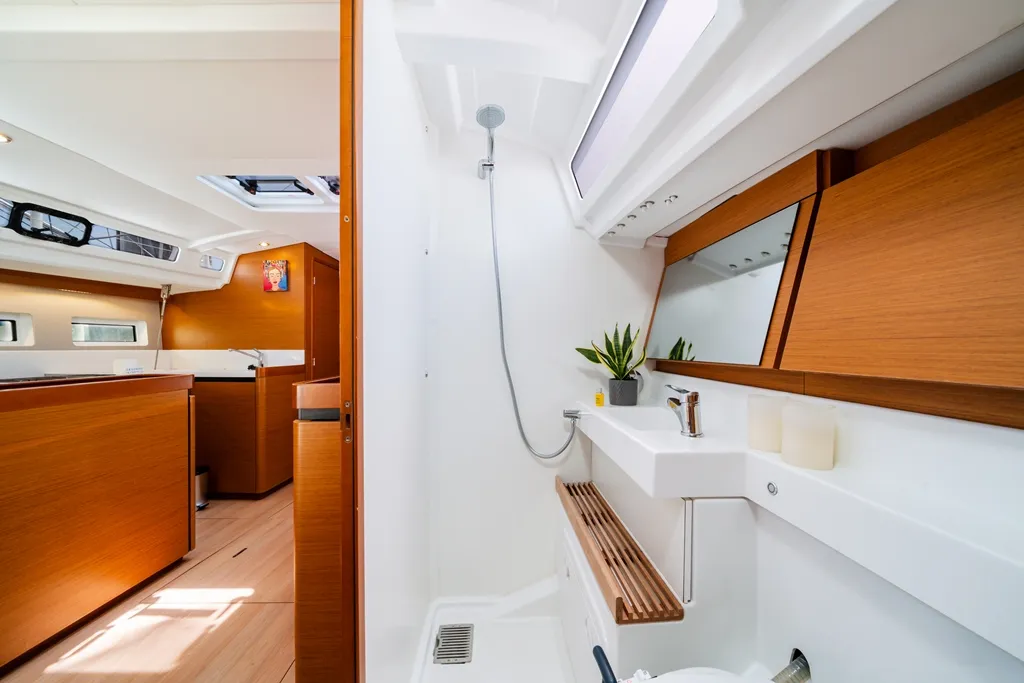 Head on Orfeas, a Jeanneau Sun Odyssey 440 sailboat at Lavreotiki Municipal Unit, Greece