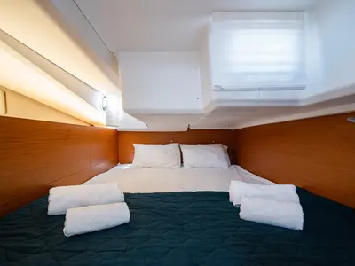 Cabin on Orfeas, a Jeanneau Sun Odyssey 440 sailboat at Lavreotiki Municipal Unit, Greece
