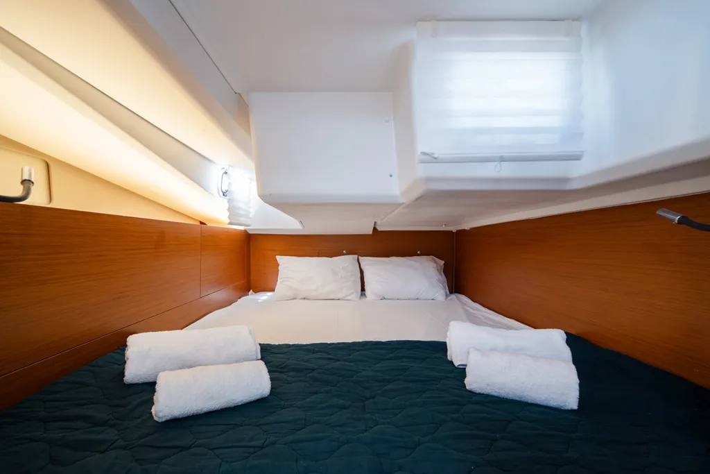 Cabin on Orfeas, a Jeanneau Sun Odyssey 440 sailboat at Lavreotiki Municipal Unit, Greece