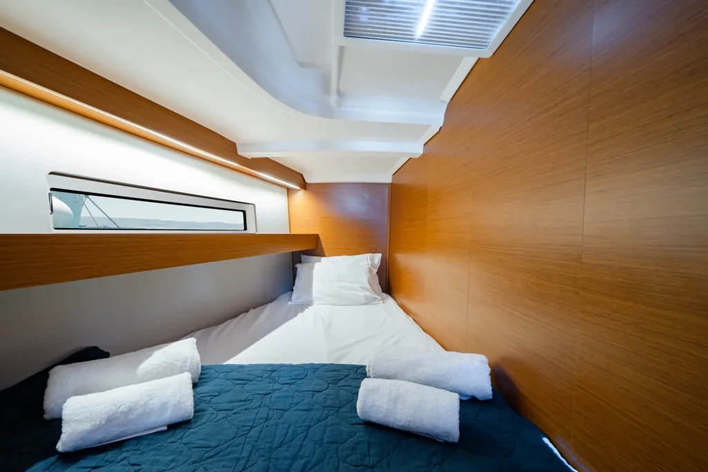 Cabin on Orfeas, a Jeanneau Sun Odyssey 440 sailboat at Lavreotiki Municipal Unit, Greece