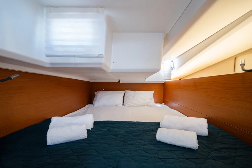 Cabin on Orfeas, a Jeanneau Sun Odyssey 440 sailboat at Lavreotiki Municipal Unit, Greece