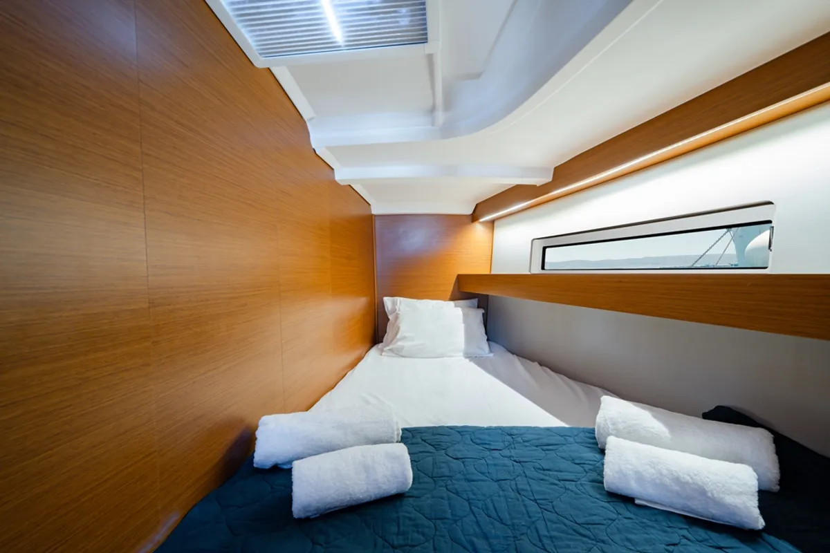Cabin on Orfeas, a Jeanneau Sun Odyssey 440 sailboat at Lavreotiki Municipal Unit, Greece
