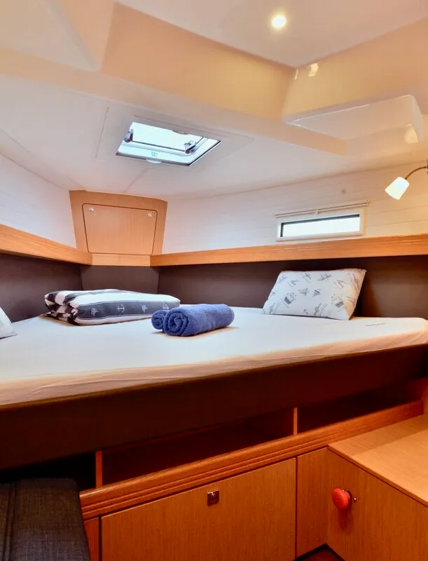 Cabin on Stella, a Bavaria Cruiser 41 sailboat at Grad Šibenik, Croatia