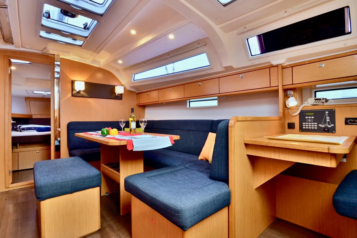 Salon of Stella, a Bavaria Cruiser 41 sailboat at Grad Šibenik, Croatia