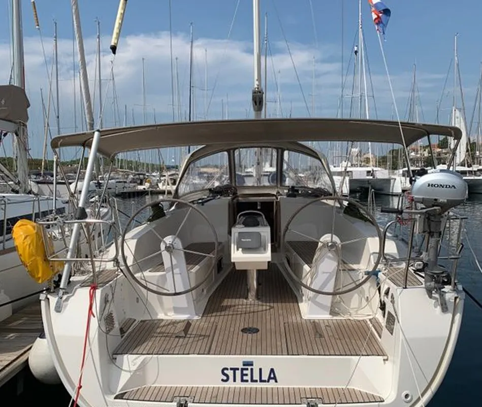 Cockpit of Stella, a Bavaria Cruiser 41 sailboat at Grad Šibenik, Croatia