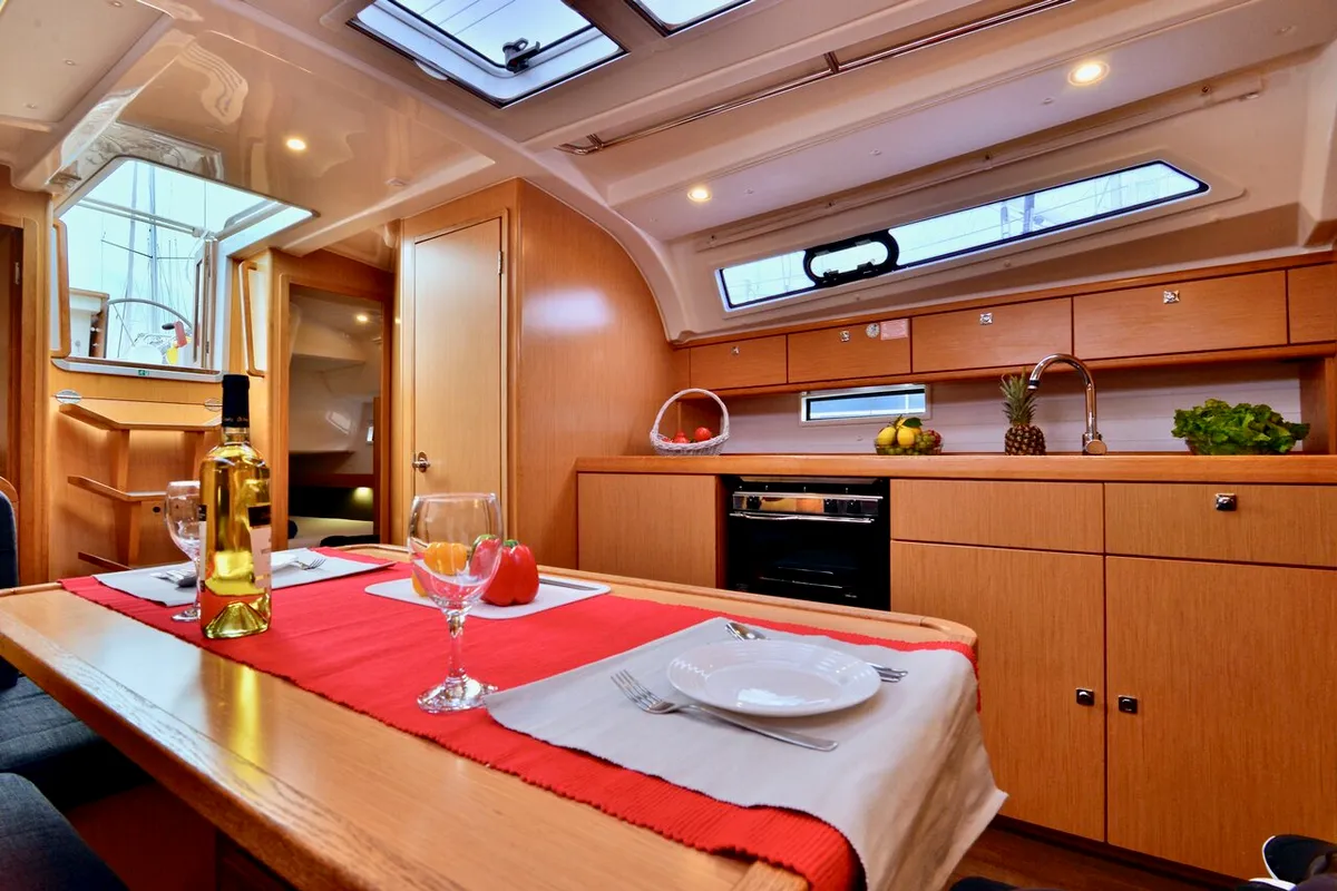 Salon of Stella, a Bavaria Cruiser 41 sailboat at Grad Šibenik, Croatia