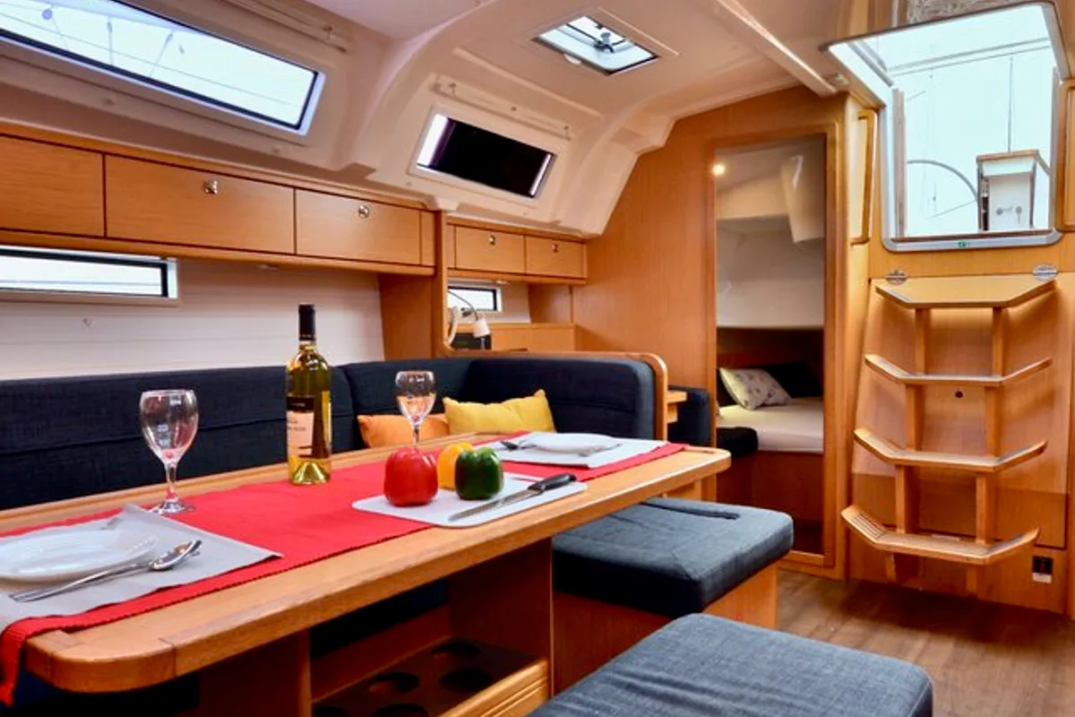 Salon of Stella, a Bavaria Cruiser 41 sailboat at Grad Šibenik, Croatia