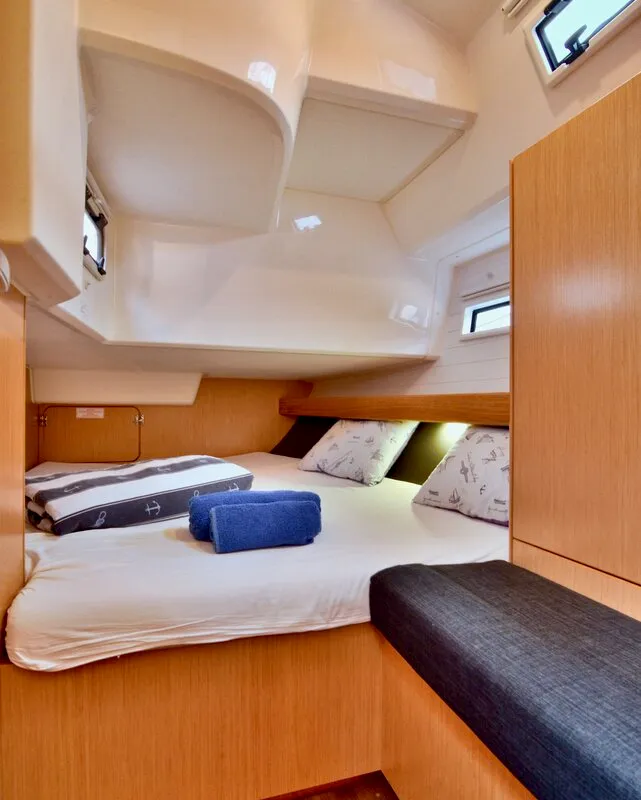 Cabin on Stella, a Bavaria Cruiser 41 sailboat at Grad Šibenik, Croatia