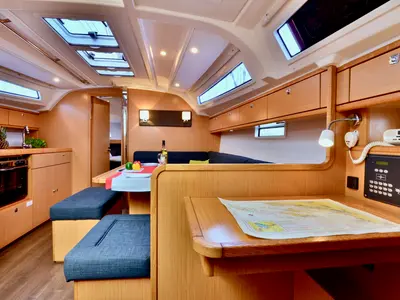 Salon of Stella, a Bavaria Cruiser 41 sailboat at Grad Šibenik, Croatia