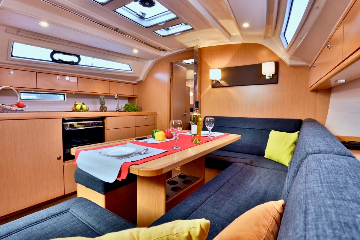 Salon of Stella, a Bavaria Cruiser 41 sailboat at Grad Šibenik, Croatia