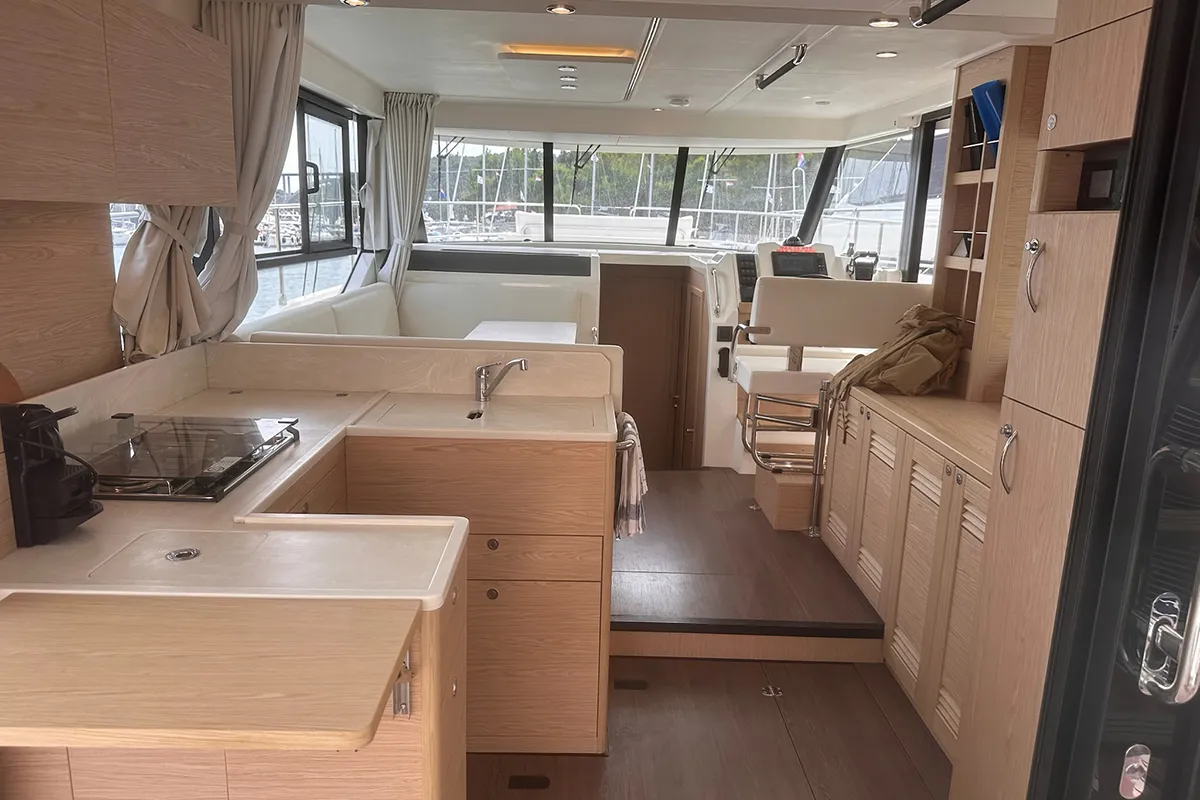 Galley of Moritz, a Beneteau Swift Trawler 41 Fly motor yacht at Biograd na Moru, Croatia