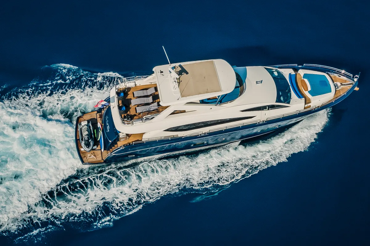 Exterior view of The Best Way, a Sunseeker Yacht 86 motor yacht at Dubrovnik, Croatia
