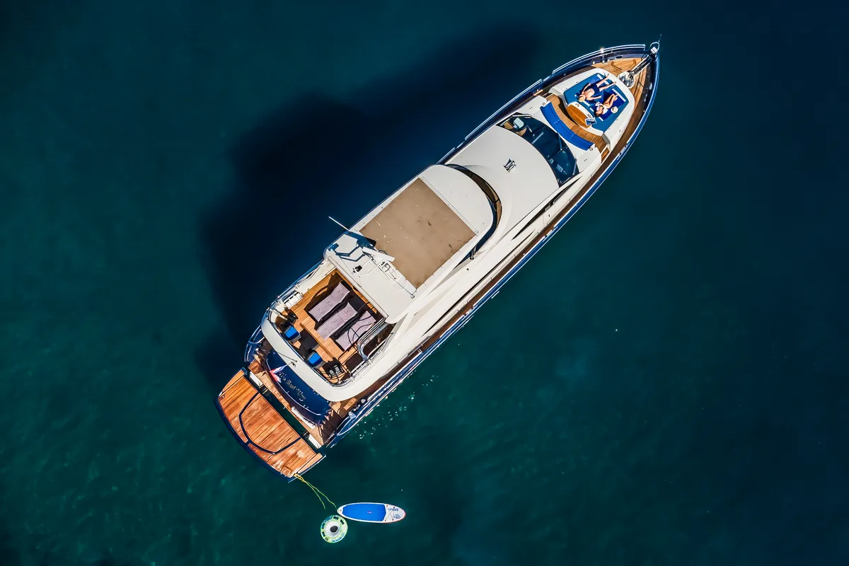 Exterior view of The Best Way, a Sunseeker Yacht 86 motor yacht at Dubrovnik, Croatia