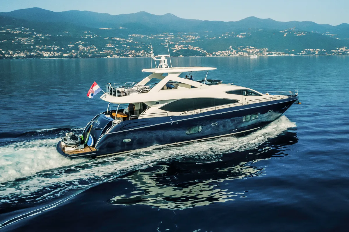 Exterior view of The Best Way, a Sunseeker Yacht 86 motor yacht at Dubrovnik, Croatia