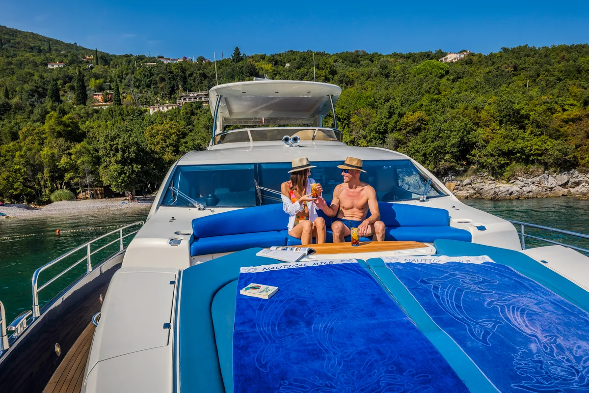 Deck of The Best Way, a Sunseeker Yacht 86 motor yacht at Dubrovnik, Croatia