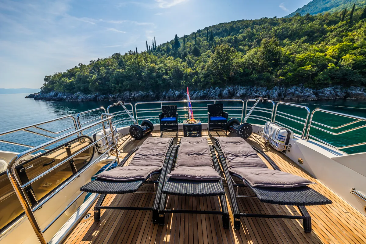Deck of The Best Way, a Sunseeker Yacht 86 motor yacht at Dubrovnik, Croatia