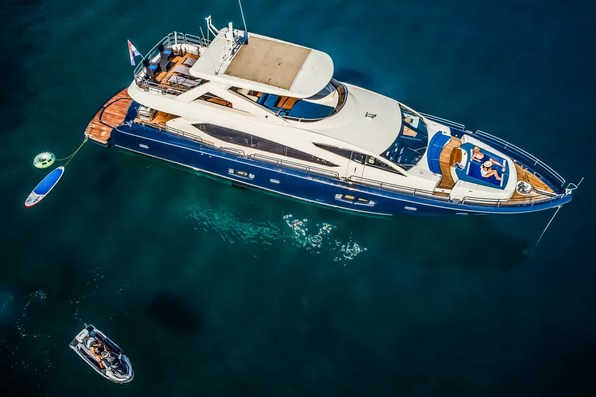Exterior view of The Best Way, a Sunseeker Yacht 86 motor yacht at Dubrovnik, Croatia