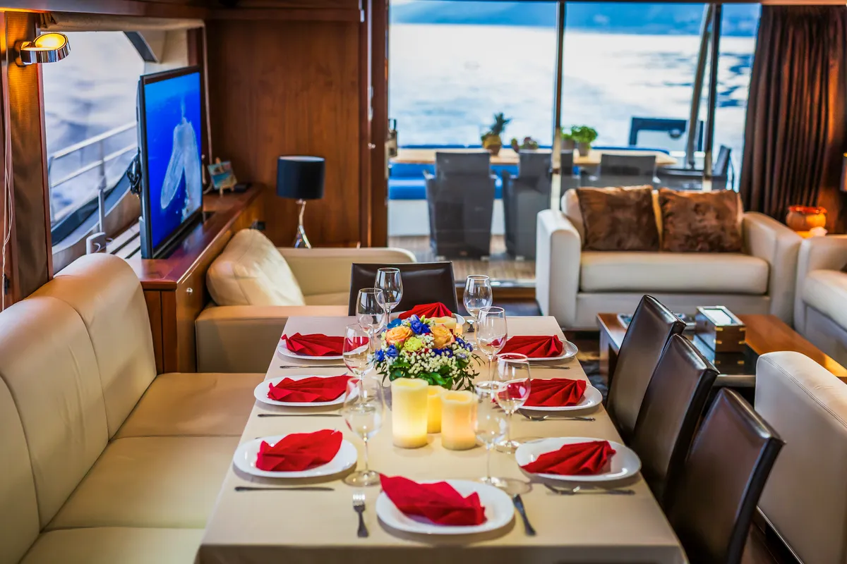 Salon of The Best Way, a Sunseeker Yacht 86 motor yacht at Dubrovnik, Croatia