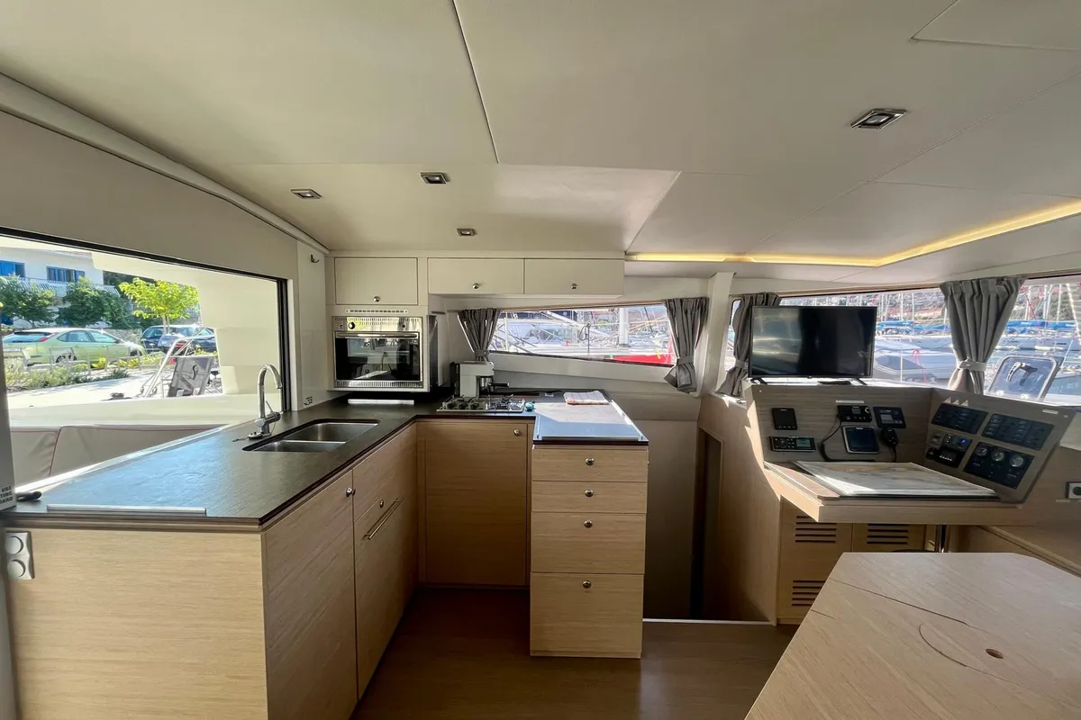 Galley of Nouvelle Vague, a Bali 4.5 catamaran at Općina Marina, Croatia