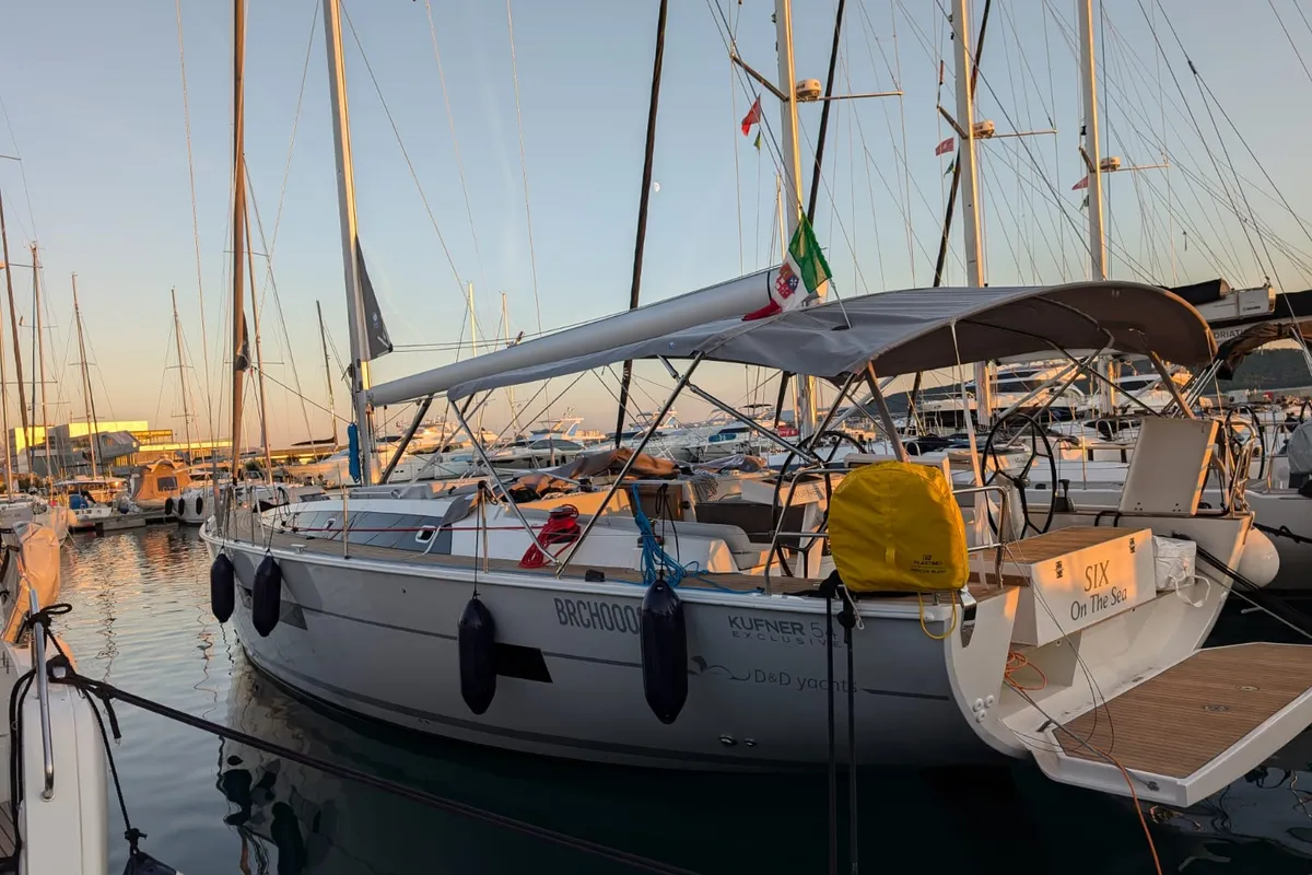 Exterior view of Six on the Sea, a D&D Kufner 54 Exclusive sailboat at Salerno, Italy