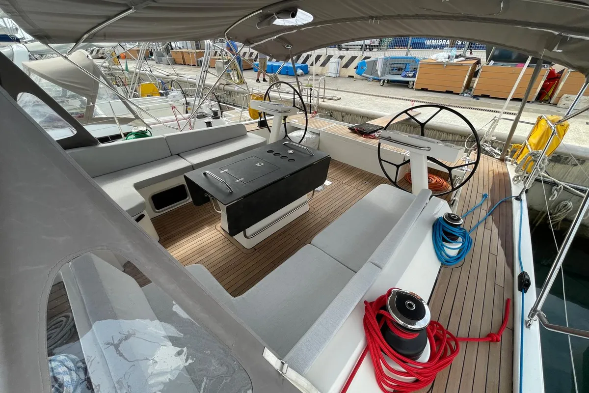 Deck of Six on the Sea, a D&D Kufner 54 Exclusive sailboat at Salerno, Italy