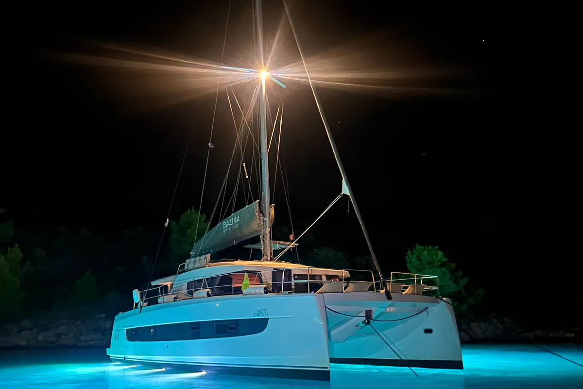 Exterior view of Bali 4.4, a catamaran at Rogoznica, Croatia