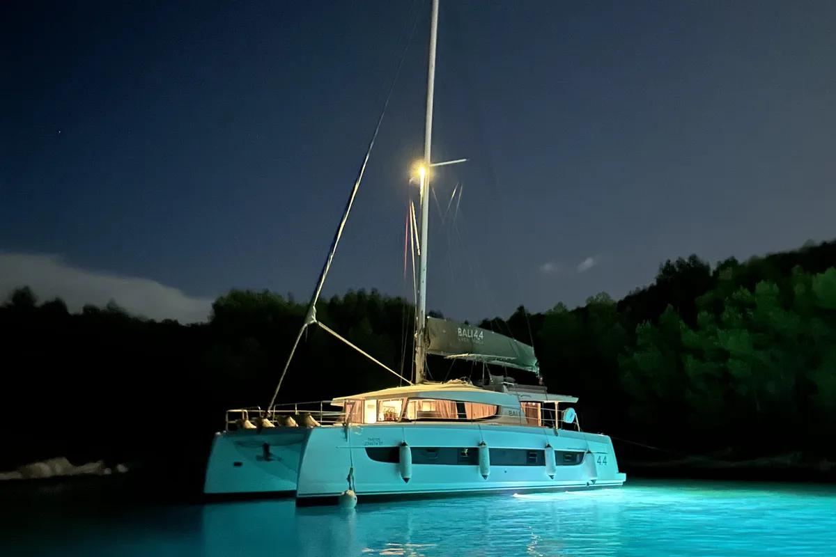 Exterior view of Bali 4.4, a catamaran at Rogoznica, Croatia