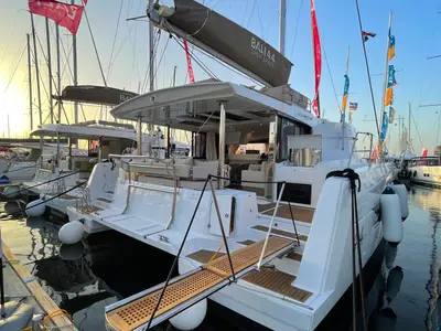 Deck of Bali 4.4, a catamaran at Rogoznica, Croatia