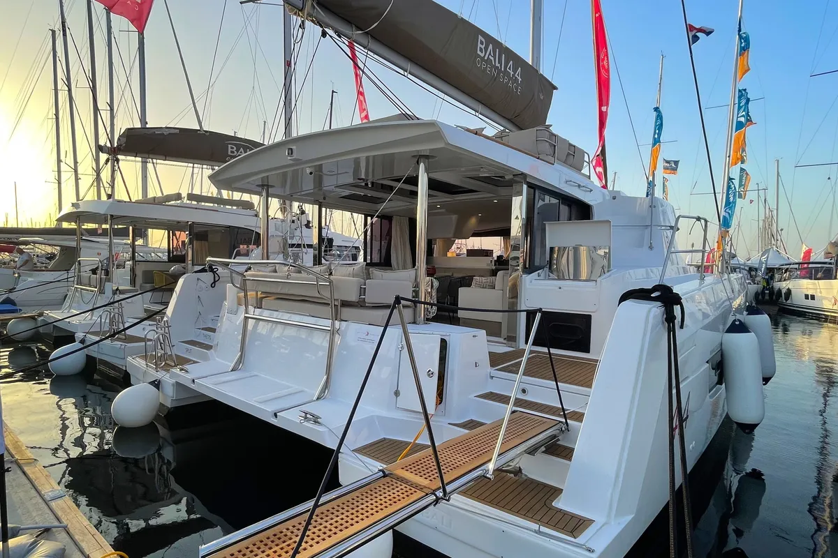 Deck of Bali 4.4, a catamaran at Rogoznica, Croatia