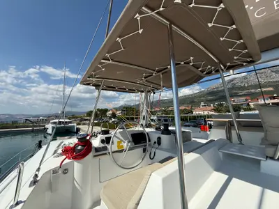 Cockpit of Bali 4.4, a catamaran at Rogoznica, Croatia