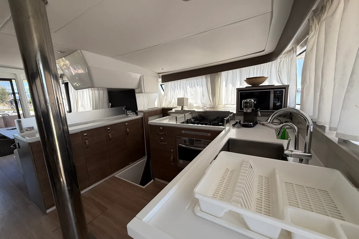 Galley of Bali 4.4, a catamaran at Rogoznica, Croatia