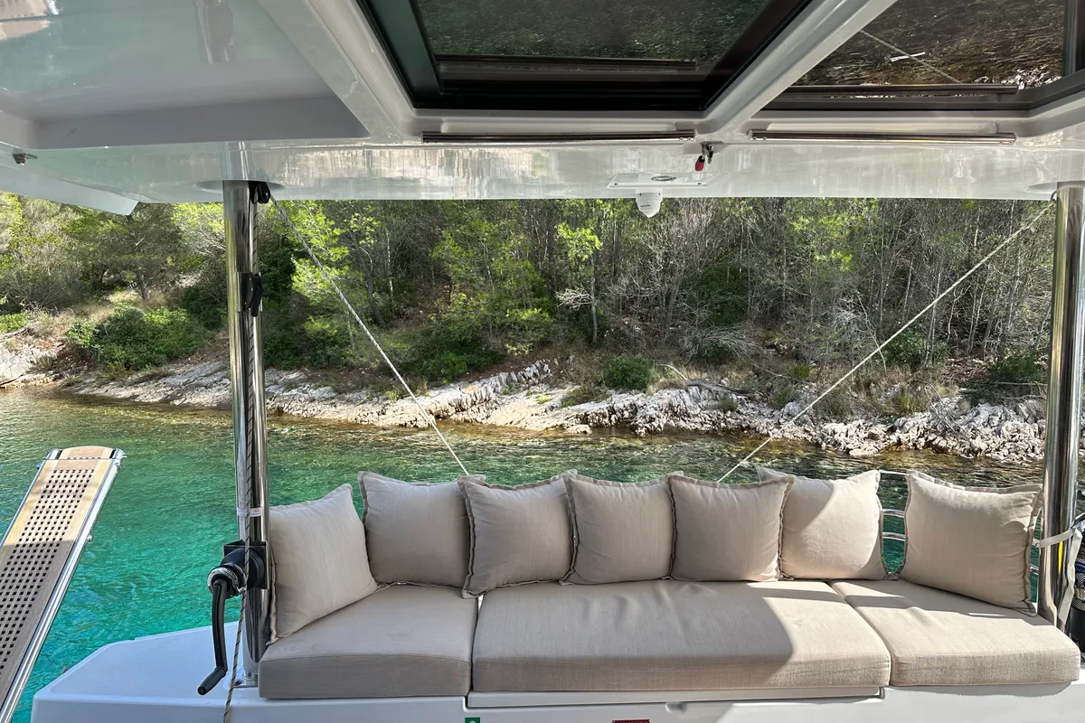 Deck of Bali 4.4, a catamaran at Rogoznica, Croatia