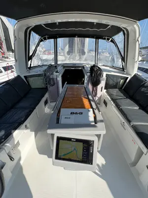 Cockpit of Ocyrhoe, a Beneteau Oceanis 41.1 sailboat at Municipal Unit of Rhodes, Greece