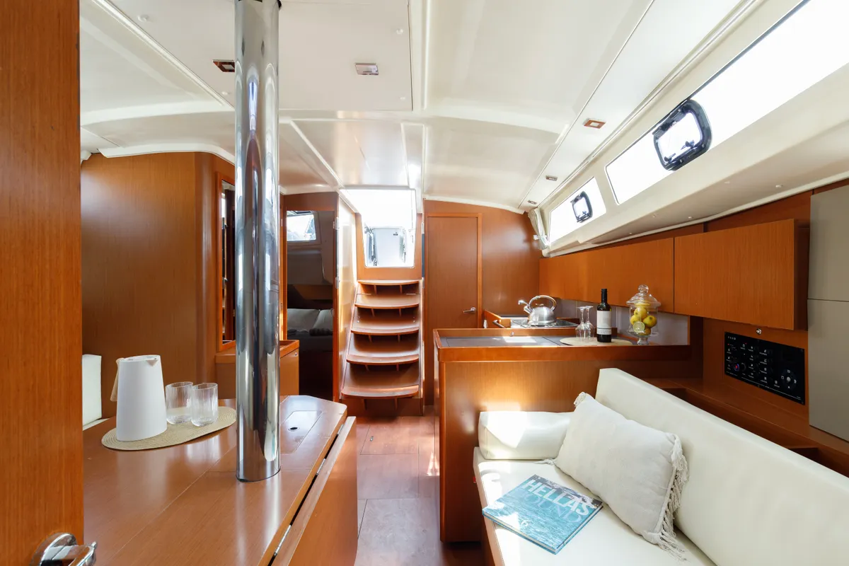Salon of Ocyrhoe, a Beneteau Oceanis 41.1 sailboat at Municipal Unit of Rhodes, Greece