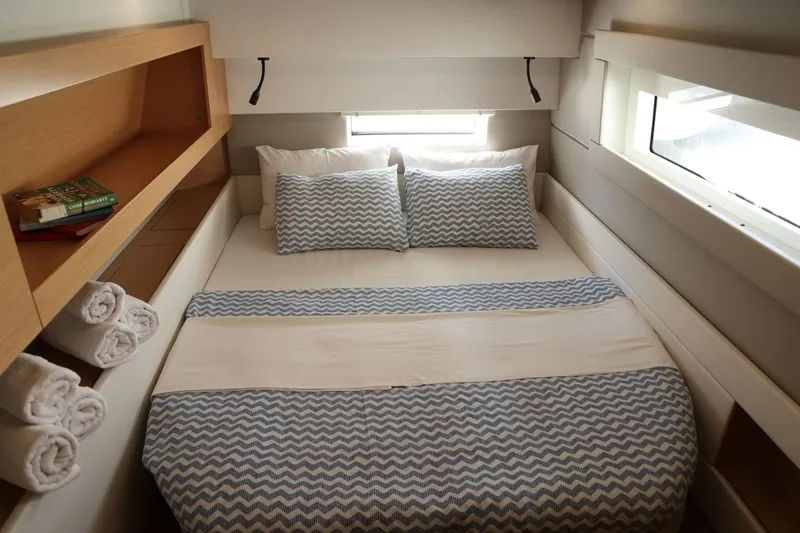 Cabin on Aureliano, a Nautitech 46 Fly catamaran at Athens, Greece