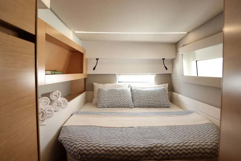 Cabin on Aureliano, a Nautitech 46 Fly catamaran at Athens, Greece