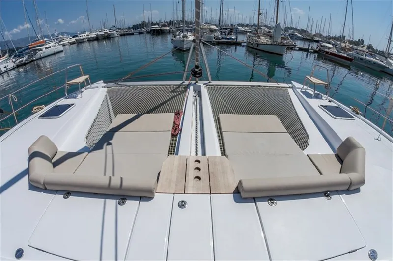 Deck of Aureliano, a Nautitech 46 Fly catamaran at Athens, Greece