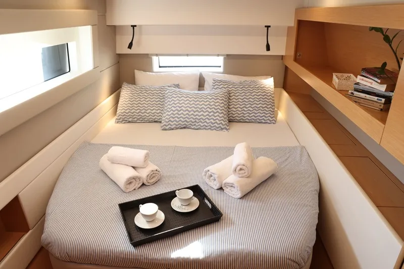 Cabin on Aureliano, a Nautitech 46 Fly catamaran at Athens, Greece