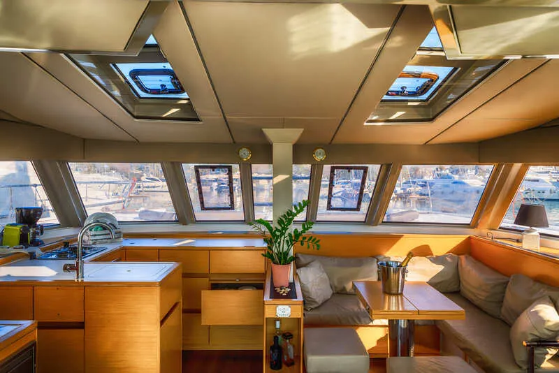 Galley of Aureliano, a Nautitech 46 Fly catamaran at Athens, Greece