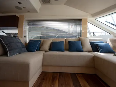 Salon of Five weeks, a Beneteau Monte Carlo 66 motor yacht at Castellammare di Stabia, Italy